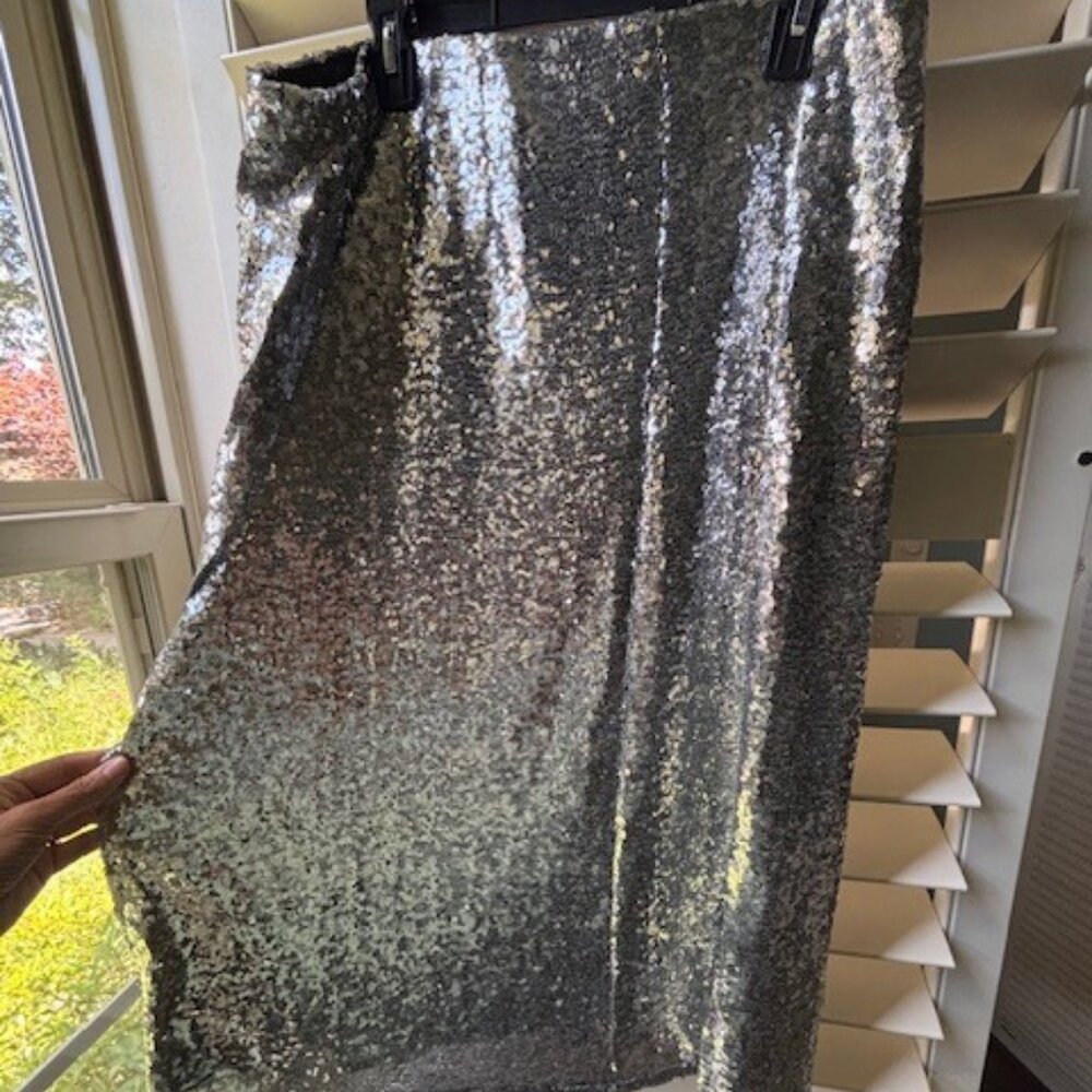Eloquii Stretch Sequin Skirt Silver 20W - Picture 2 of 5